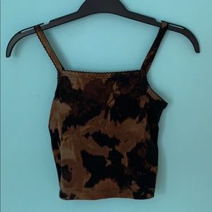 Black bleach dye cropped tank top